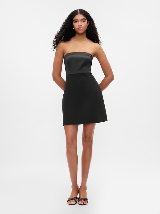 Nwt Gap Black Strapless Mixed Media Mini Dress